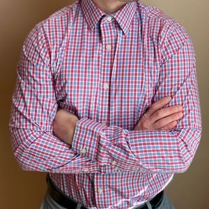 GAP Red, white, and blue plaid dress shirt
